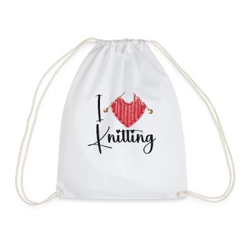 Knitting Knitter Heart I Love - Drawstring Bag - white - Front