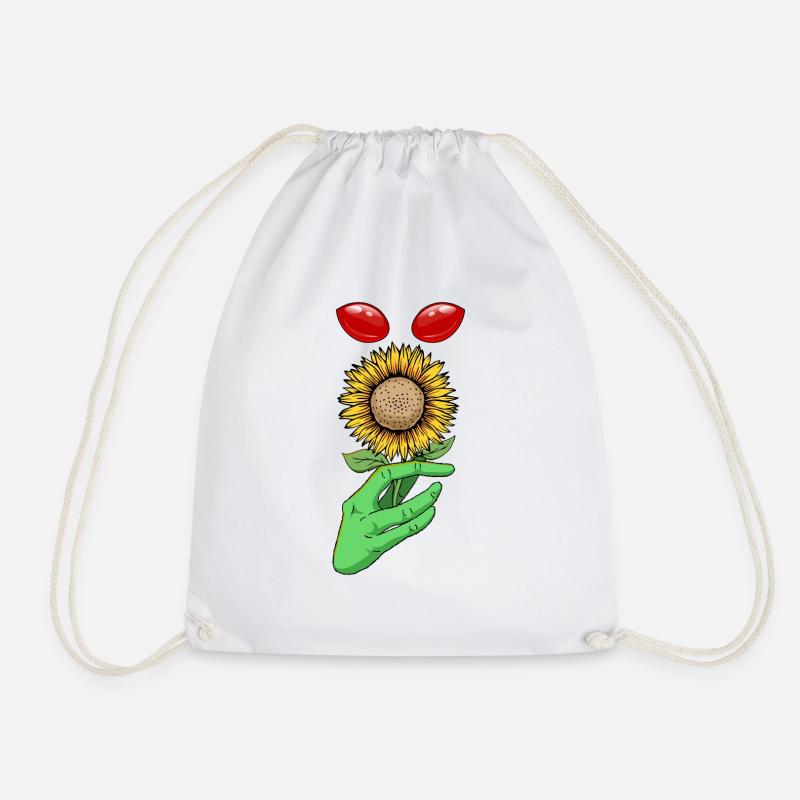 Cryptidcore Aesthetic Sunflower Alien Cryptid - Drawstring Bag - white