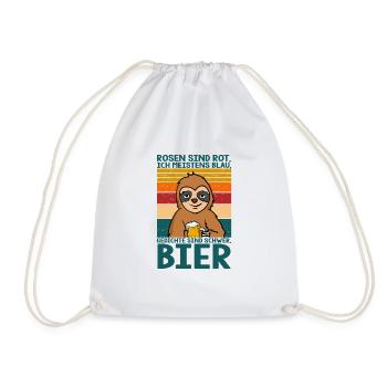 Rosen Sind Rot Ich Meistens Blau Gedicht Bier - Turnbeutel - Weiß - Vorne