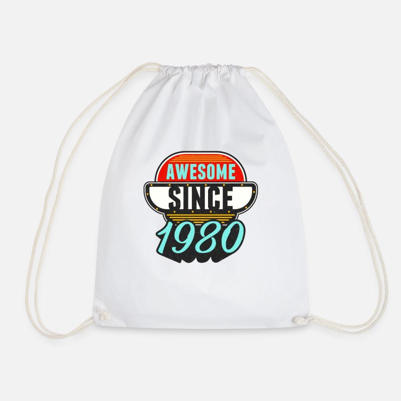 Awesome Since 1980 43rd Birthday - Drawstring Bag - white