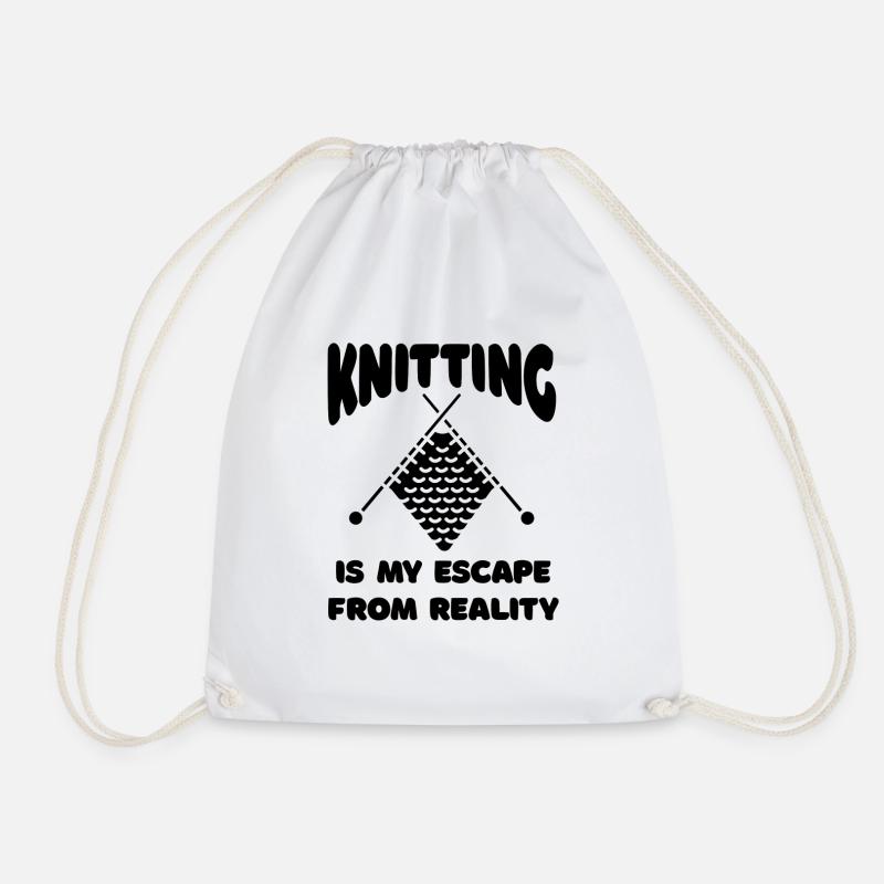 Knitting Knitter Seamstress Crochet Tailor - Drawstring Bag - white