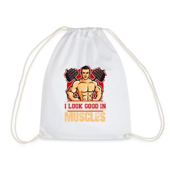 I look good with muscles - Drawstring Bag - white - Front