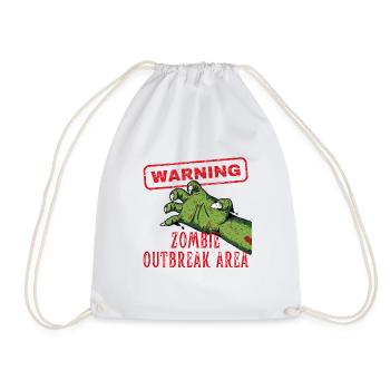 Warning Zombie Outbreak Area Brain Eater - Drawstring Bag - white - Front