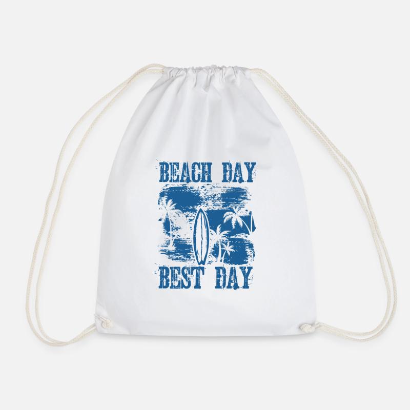 BEACH DAY BEST DAY - Drawstring Bag - white
