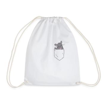 Chinchilla in Brusttasche - Turnbeutel - Weiß - Vorne