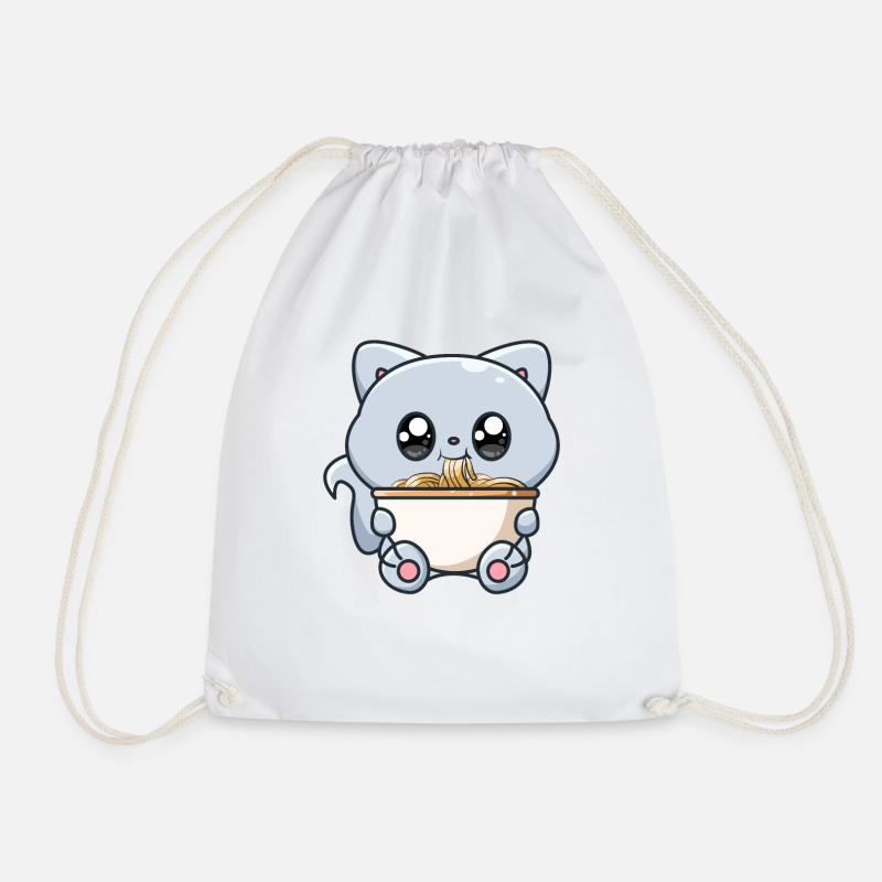 Cute Cat - Drawstring Bag - white