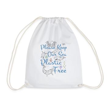 Love Save Seas Protect Oceans Day Quote Earth Day - Drawstring Bag - white - Front
