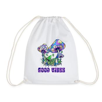 Champignons Good Vibes Rétro Champignon Psychédélique - Sac de sport léger - blanc - Devant
