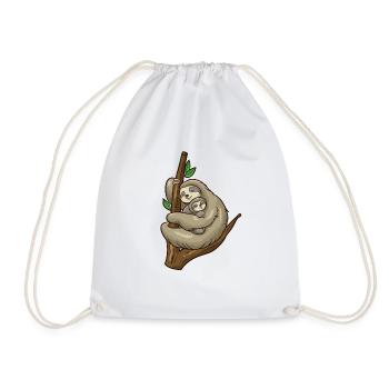 Sloth Mama Baby - Drawstring Bag - white - Front