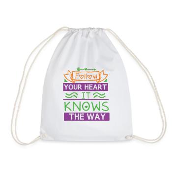 FOLLOW YOUR HEART IT KNOWS THE WAY - Drawstring Bag - white - Front