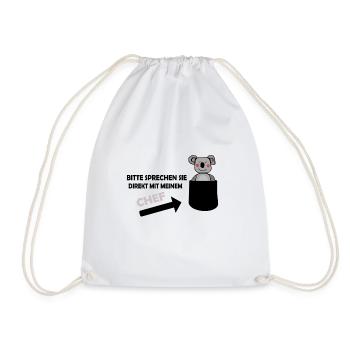 Brusttasche mit Koala als Chef - Turnbeutel - Weiß - Vorne