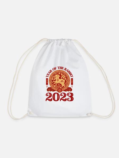 Chinesisches Kaninchen Neujahr 2023 - Turnbeutel - Weiß