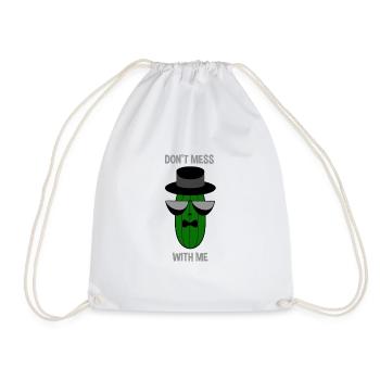 Gangster Mafia cucumber with sunglasses Don't mess - Drawstring Bag - white - Front