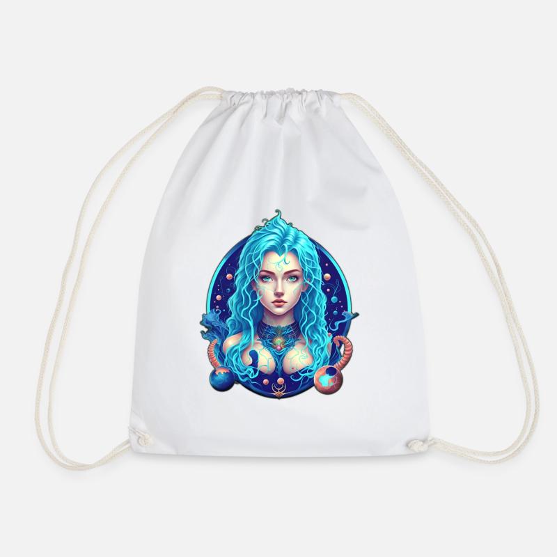 Aquarius - Zodiac sign - Drawstring Bag - white