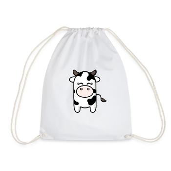 Minimalistische Kuh im Kawaii-Stil - Turnbeutel - Weiß - Vorne