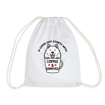 Café et chien Samoyède Samoyedenspitz - Sac de sport léger - blanc - Devant