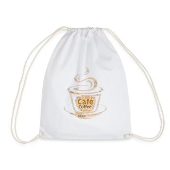 Stylized coffee cup in love coffee espresso - Drawstring Bag - white - Front