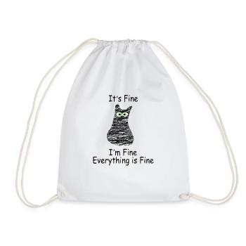 Cat funny saying gift - Drawstring Bag - white - Front