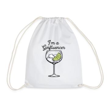 Funny gin gift - I'm a Ginfluencer - Drawstring Bag - white - Front