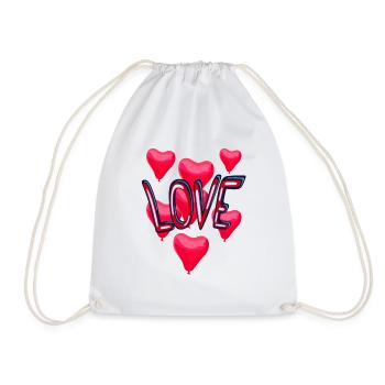 Love and red heart balloons - Drawstring Bag - white - Front