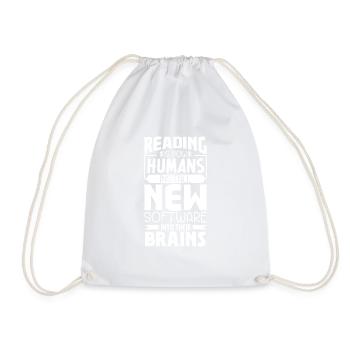 Book Reader Reading Literature Bookworm Gift Idea - Drawstring Bag - white - Front