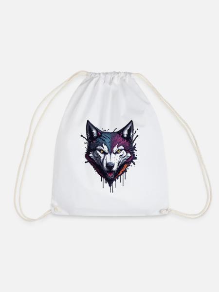 WOLF SPLASH ART DESIGN - Turnbeutel - Weiß