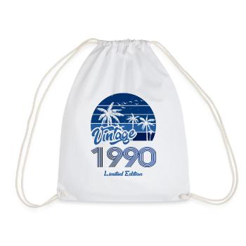 Vintage Year 1990 Limited Edition Blue - Drawstring Bag - white - Front