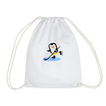 Pinguin spielt Eishockey mit Puck - Turnbeutel - Weiß - Vorne