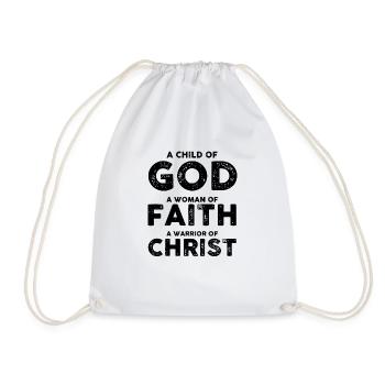 Inspirational Fighting Prayer Uplifting - Drawstring Bag - white - Front