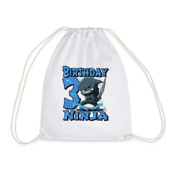 Shark Ninja I'm 3 - Action Underwater Birthday - Drawstring Bag - white - Front