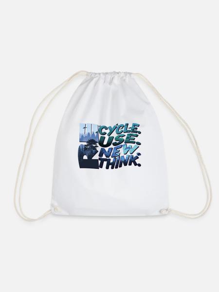 Recycle Reuse Renew Rethink Earth Day - Drawstring Bag - white