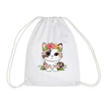 niedliche katze mit blumen - Turnbeutel - Weiß - Vorne