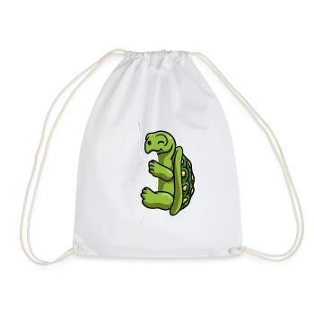Mignon Tortue en tissu mordant Sucking Turtle - Sac de sport léger - blanc - Devant
