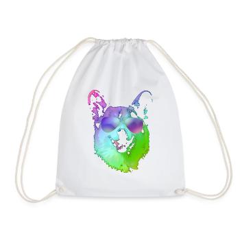 Cool Corgi With Sunglasses - Drawstring Bag - white - Front