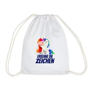 Erkenne die Zeichen - Mittelfinger Einhorn - Turnbeutel - Weiß - Vorne