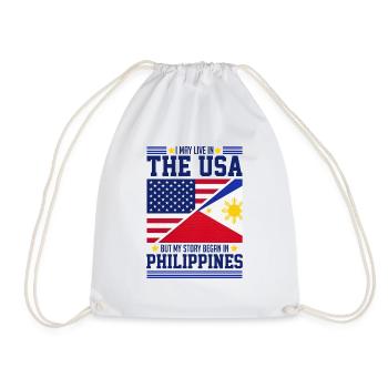 Funny American Filipinos Sarcastic Filipino Women - Drawstring Bag - white - Front