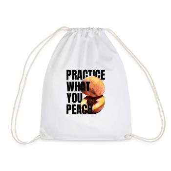 Pratiquez ce que vous pêchez - Lustiger Spruch Pfirsich - Sac de sport léger - blanc - Devant