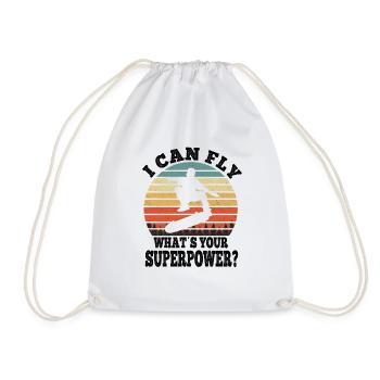 Skating I Can Fly Whats Your Superpower Gift Idea - Drawstring Bag - white - Front