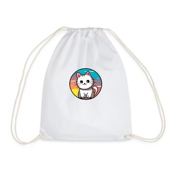Cute cat Sunset design white - Drawstring Bag - white - Front