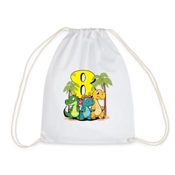 Dinosaures mignons J’ai 8 dino anniversaire - Sac de sport léger - blanc - Devant