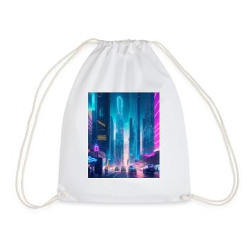 Futuristic City: Technology and Uncertainty - Drawstring Bag - white - Front