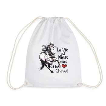 Cheval Drôle Femme Fille Enfant Vie avec un Cheval - Sac de sport léger - blanc - Devant