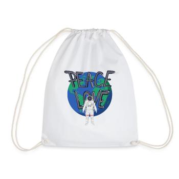 Logo du monde des astronautes Peace Love en gris - Sac de sport léger - blanc - Devant