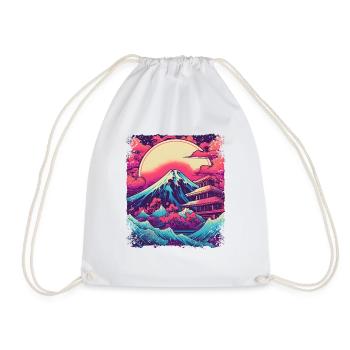 Ästhetische japanische Visierhalterung Fuji Vaporwave - Turnbeutel - Weiß - Vorne
