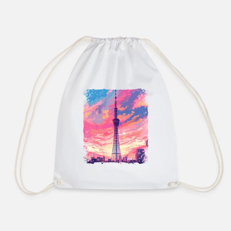 Vaporwave Ästhetischer Skytree Tokyo Japanischer Anblick - Turnbeutel - Weiß
