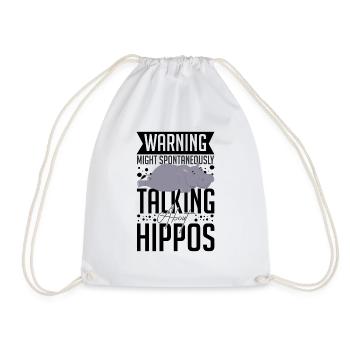 Funny Start Talking About Hippopotamus Sarcastic - Drawstring Bag - white - Front