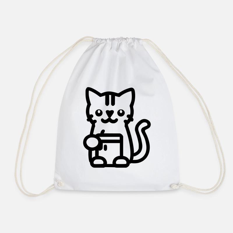 Katze mit Kaffee - Turnbeutel - Weiß