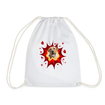 Comic Dog Design - Pow - Labrador Retriever - Drawstring Bag - white - Front