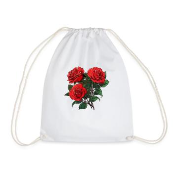 Cool 3 Red Roses Floral Vintage Flowers Lovers Pun - Drawstring Bag - white - Front