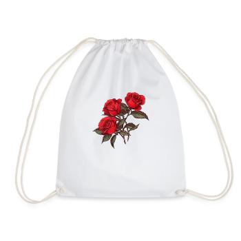 3 Red Roses Flowers Humor Cool Floral Flower Pun - Drawstring Bag - white - Front